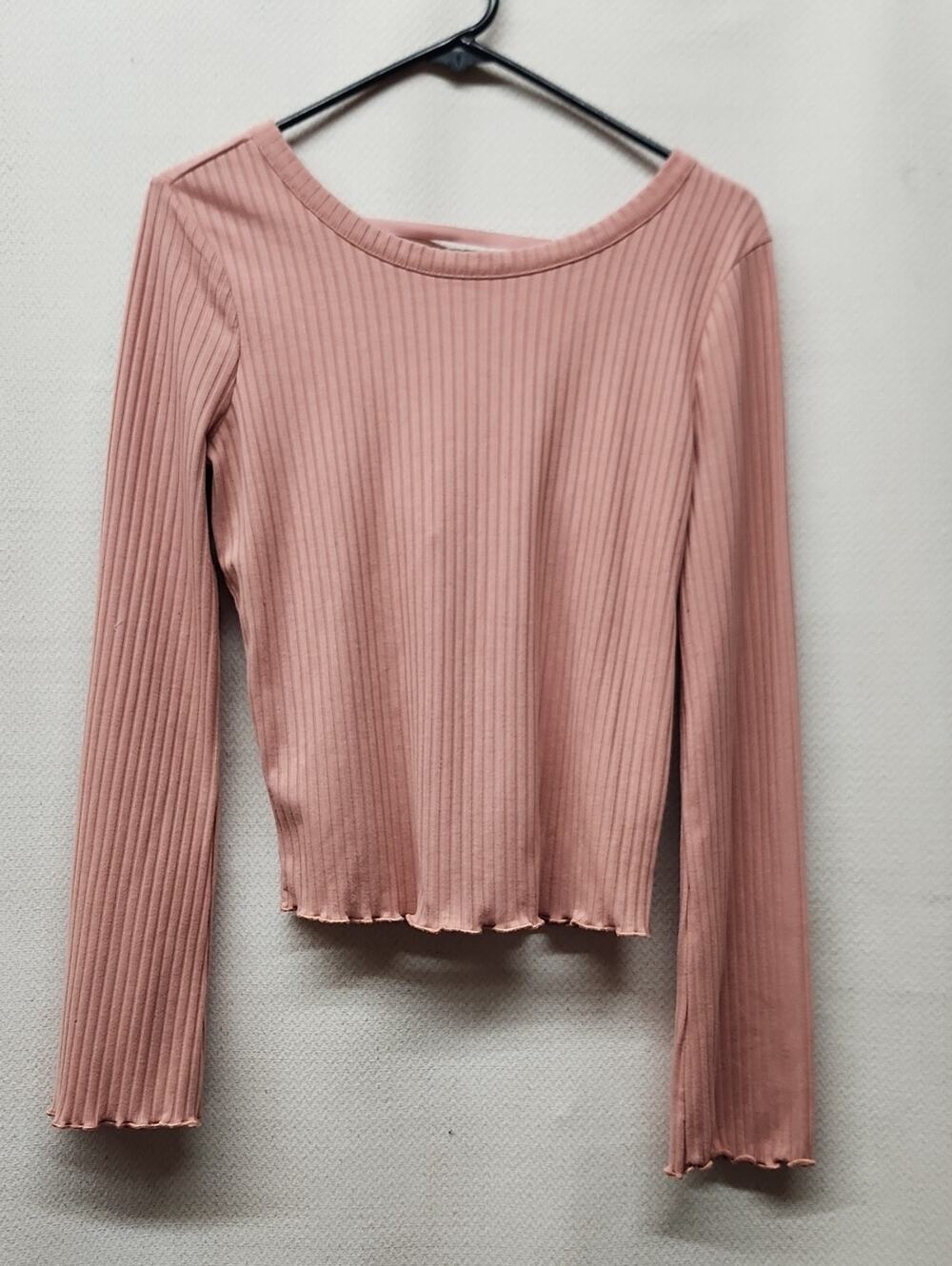 American Rag Ribbed Long-Sleeve Top in Dusty Pink